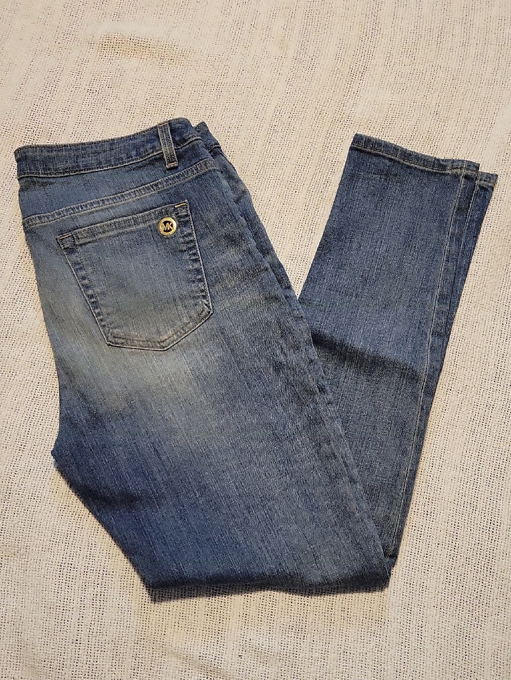 Michael Kors Blue Denim Jeans with Logo Button